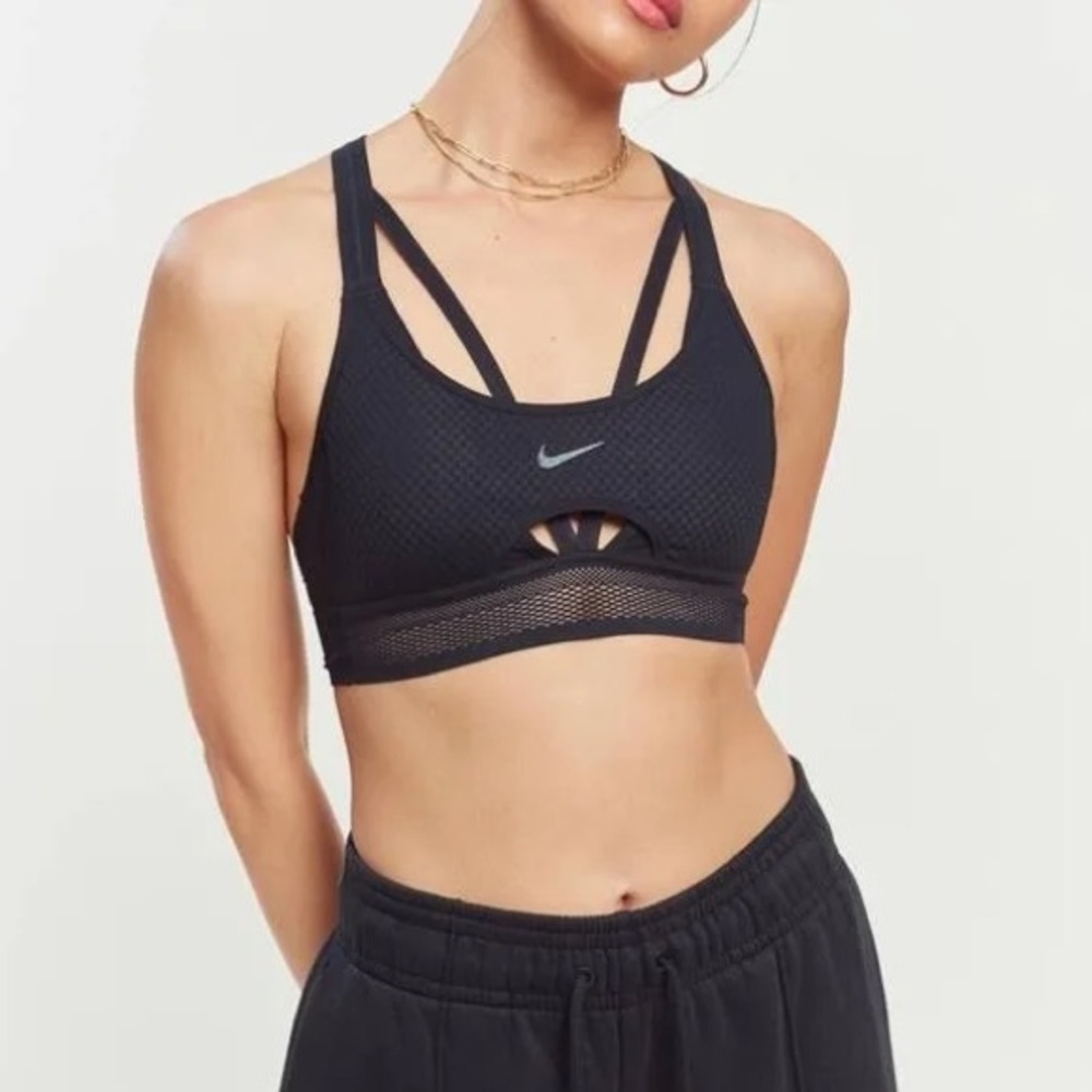 NIKE Indy Unbreathable Mesh Sports Bra Black